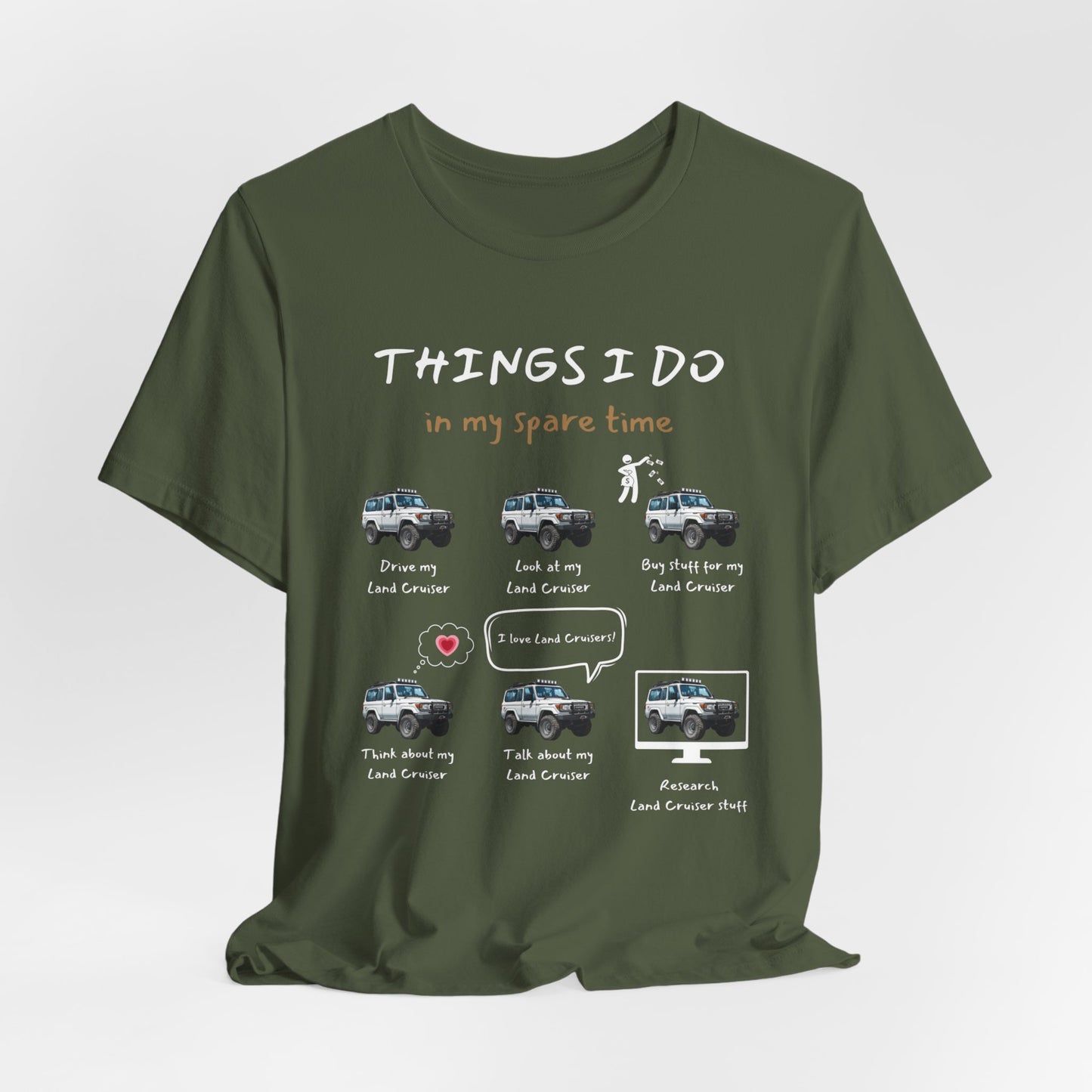 Land Cruiser Trucks in my Spare Time (White Land Cruiser) Jersey Short Sleeve Tee