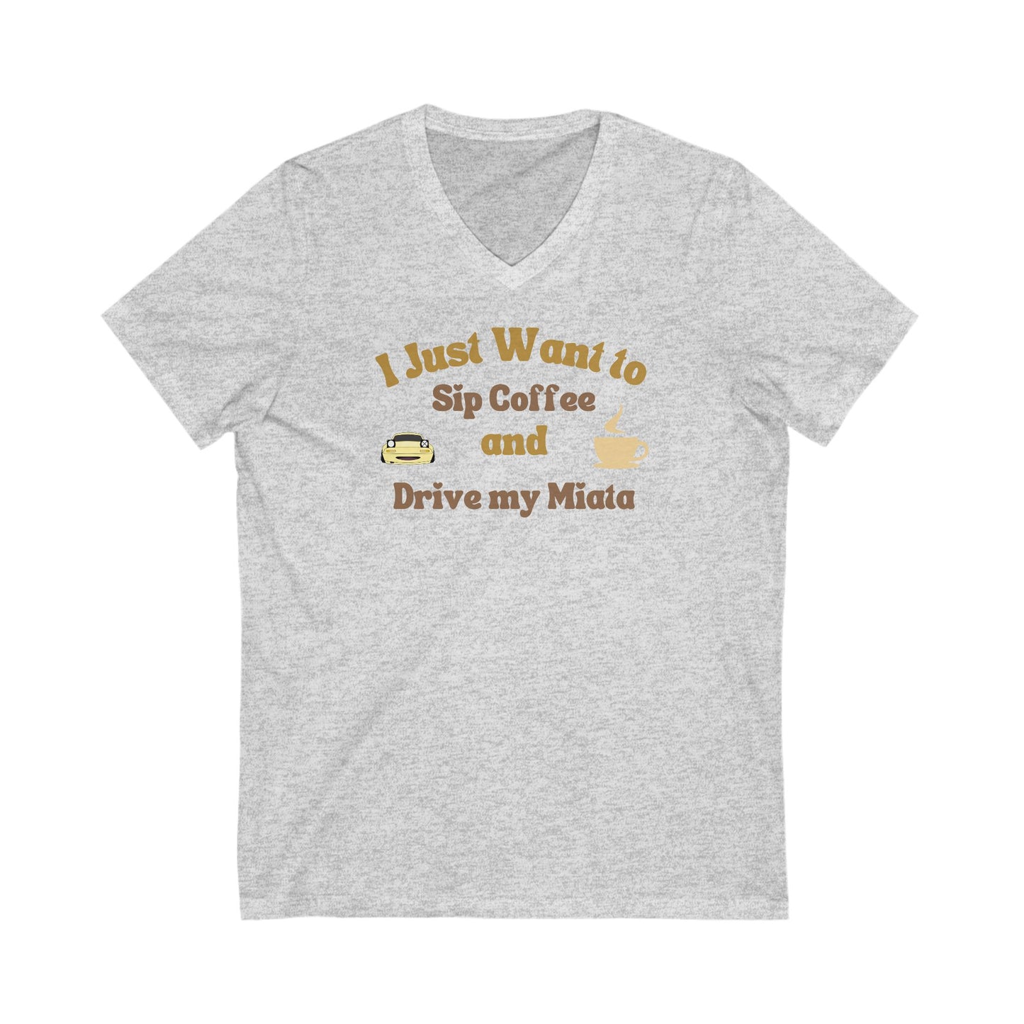 Miatas and Coffee Jersey Short Sleeve V-Neck Tee