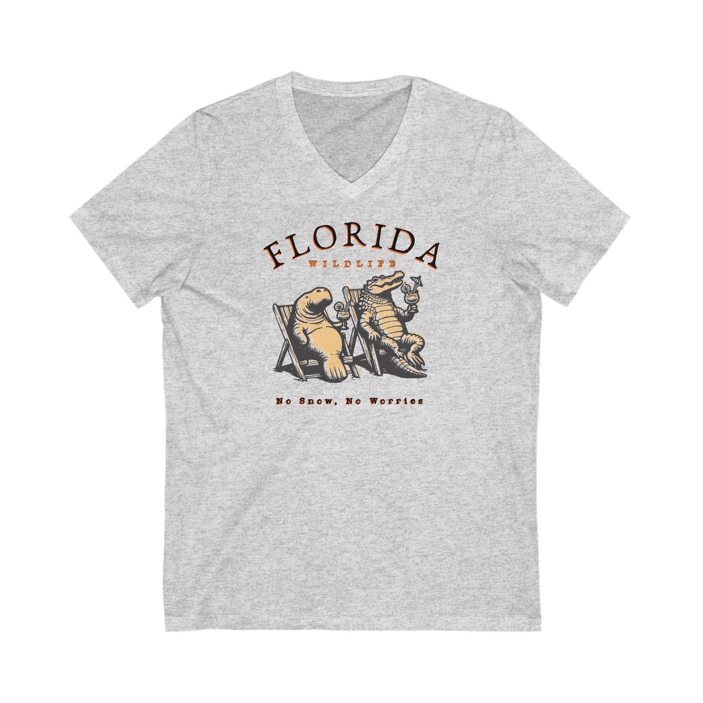 Florida No Snow No Worries Jersey Short Sleeve V-Neck Tee