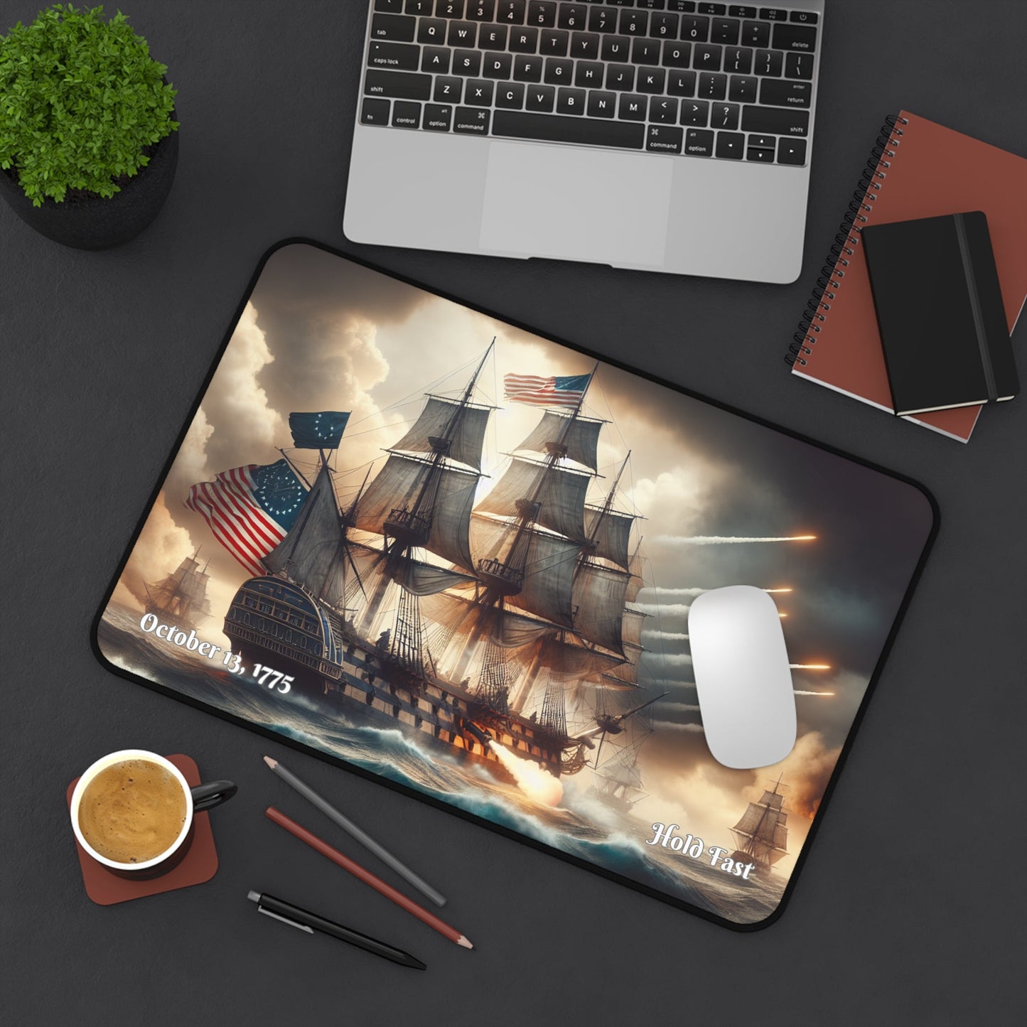 1775 Naval Battle Scene Desk Mat