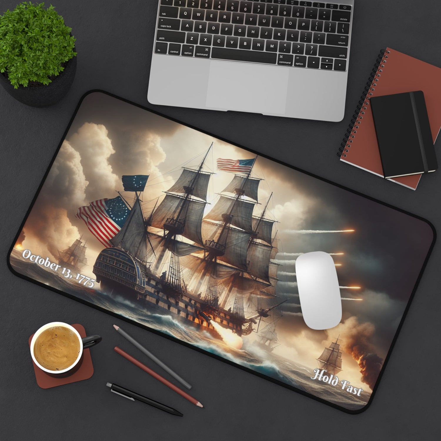 1775 Naval Battle Scene Desk Mat