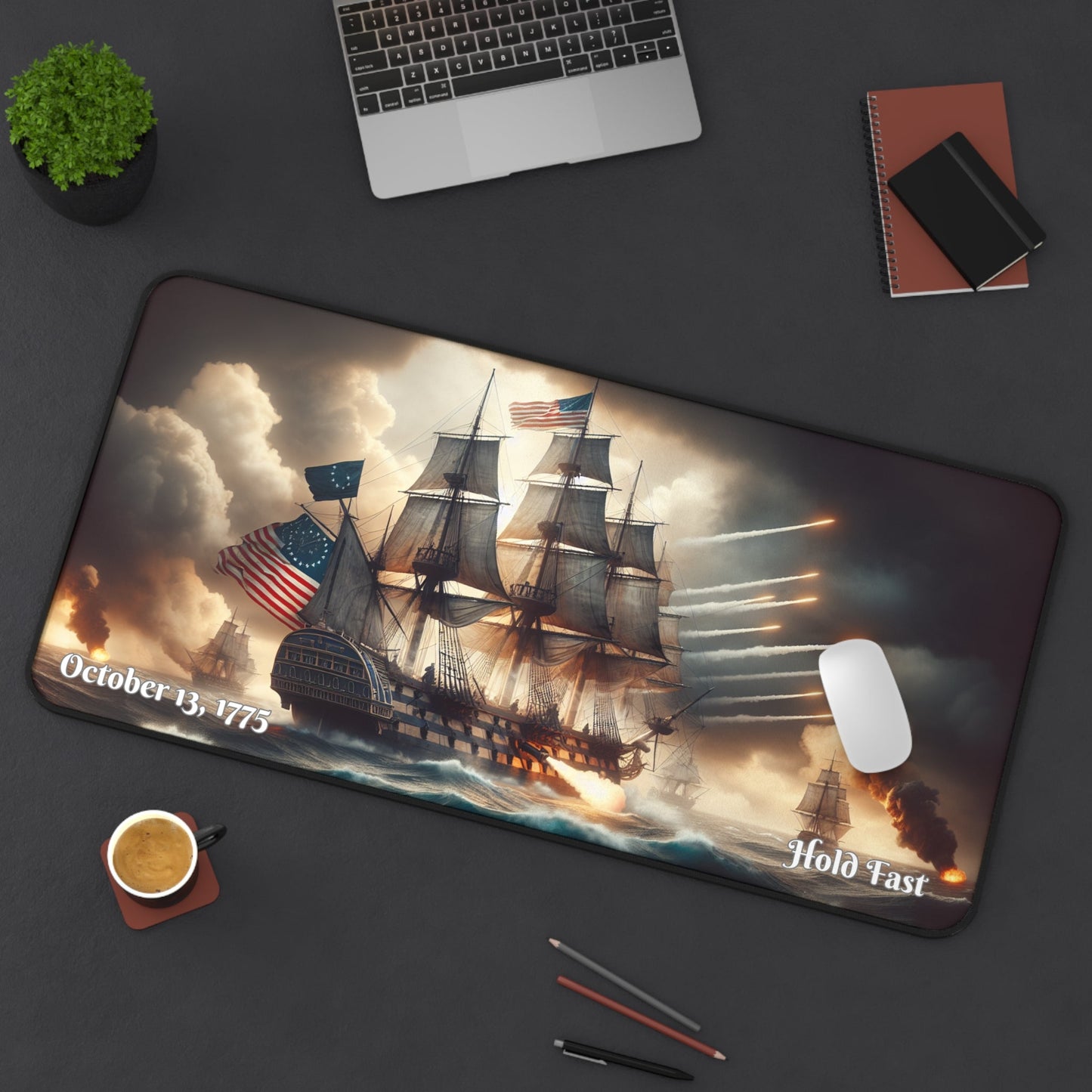 1775 Naval Battle Scene Desk Mat