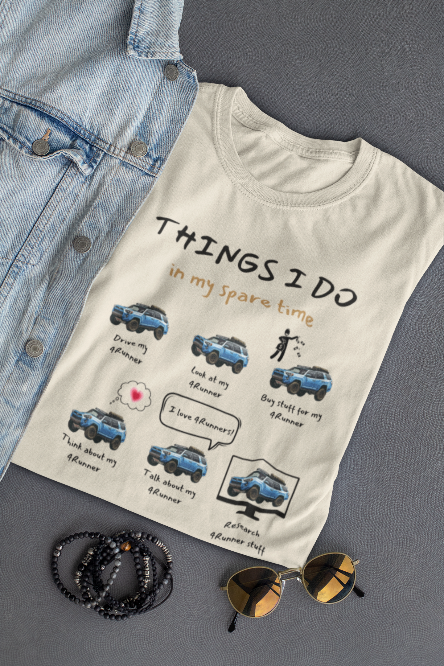 4Runner Trucks in my Spare Time (Blue 4Runner) Jersey Short Sleeve Tee