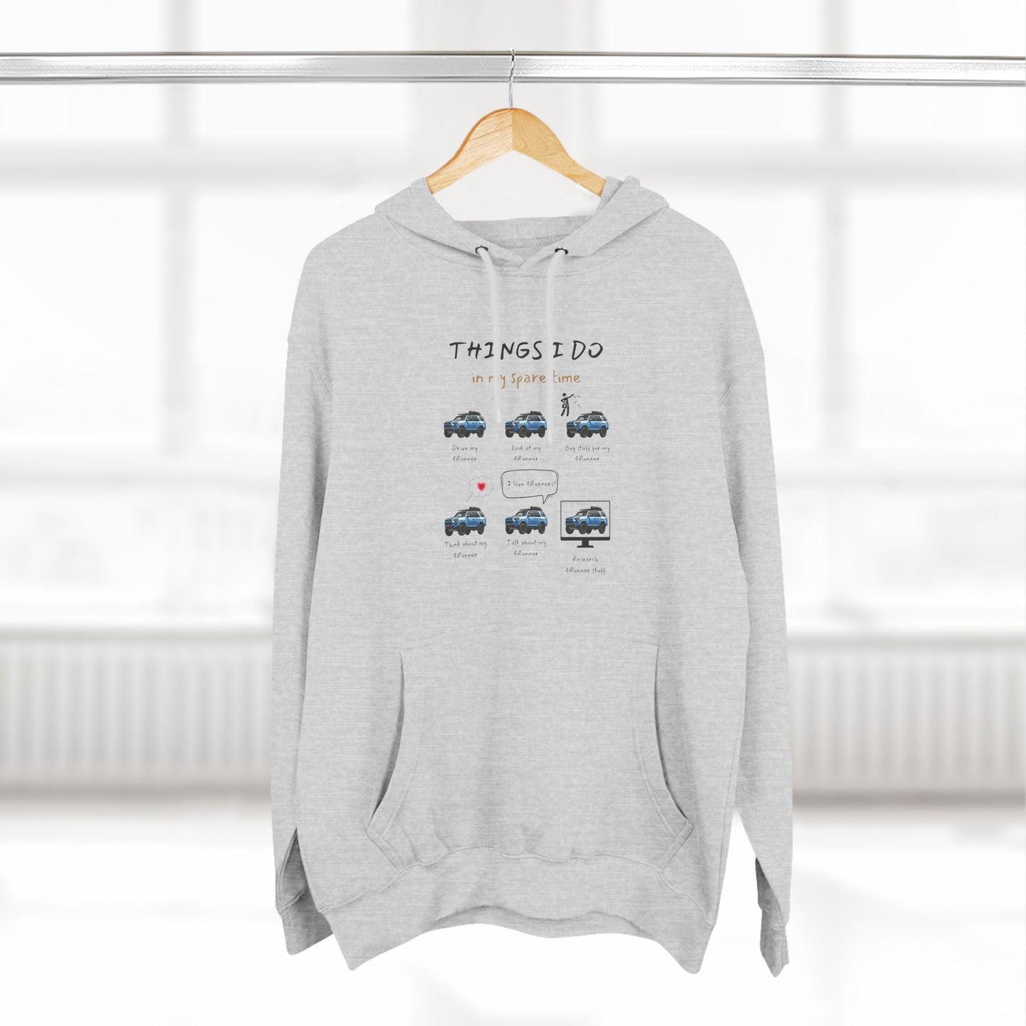 4Runner Trucks in my Spare Time (Blue 4Runner) Premium Fleece Hoodie