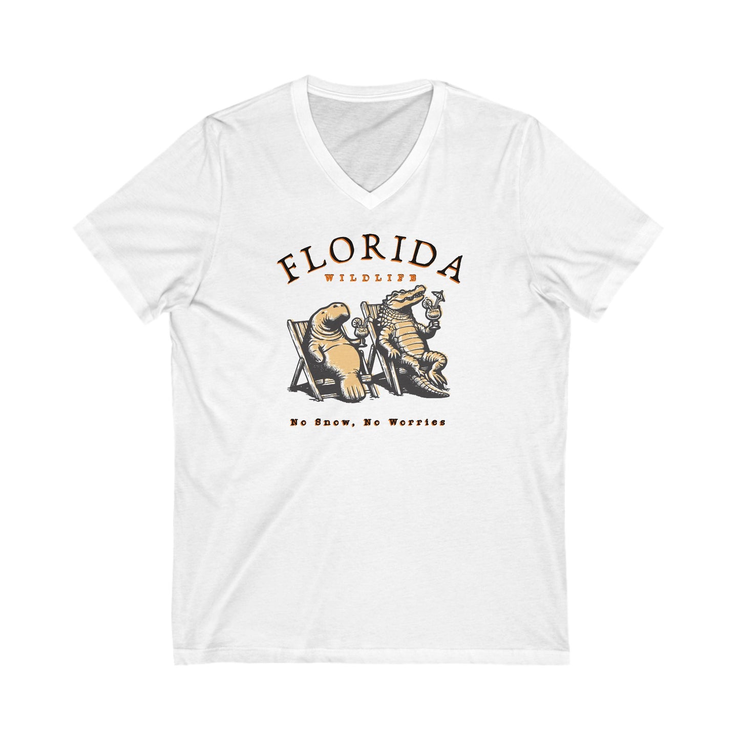 Florida No Snow No Worries Jersey Short Sleeve V-Neck Tee