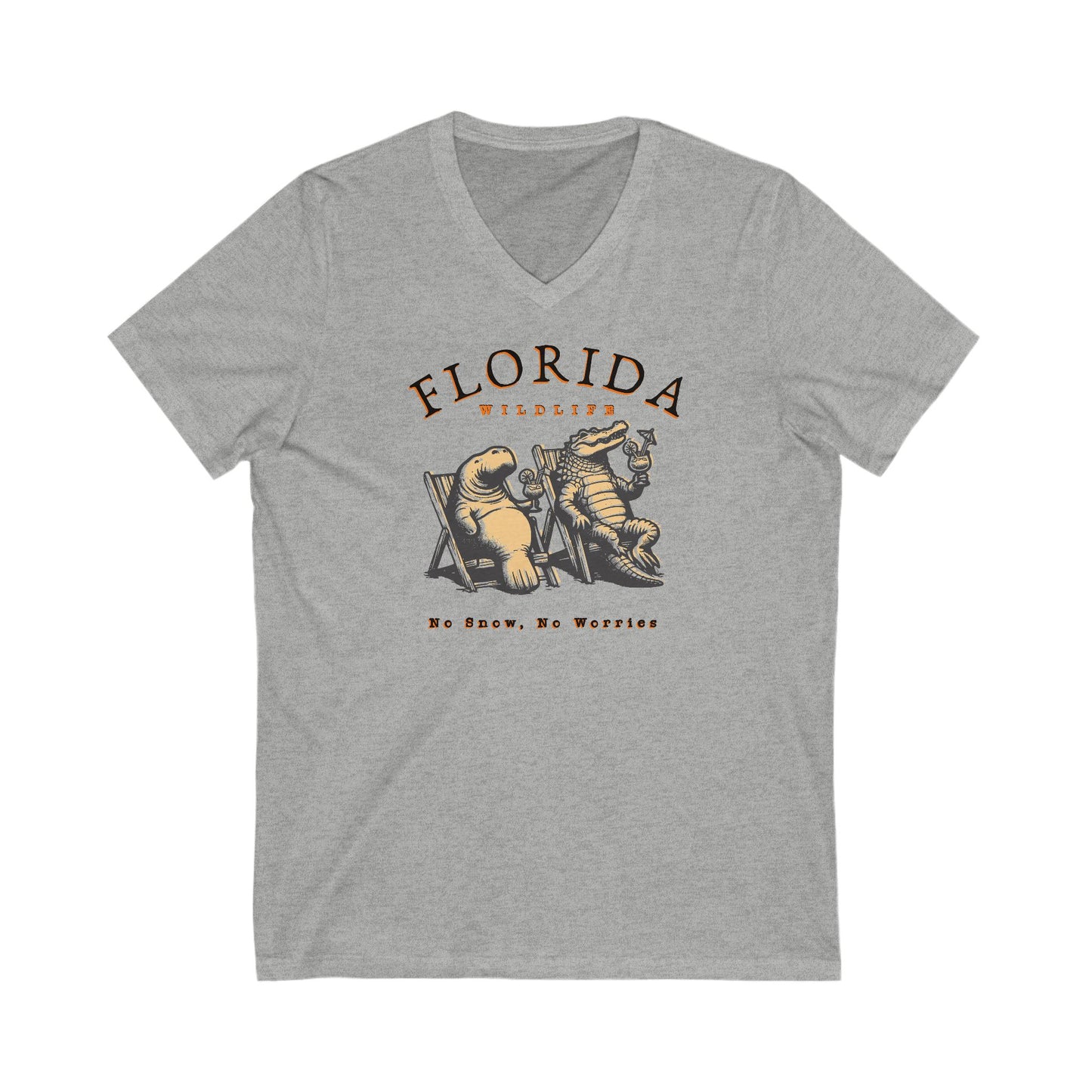 Florida No Snow No Worries Jersey Short Sleeve V-Neck Tee