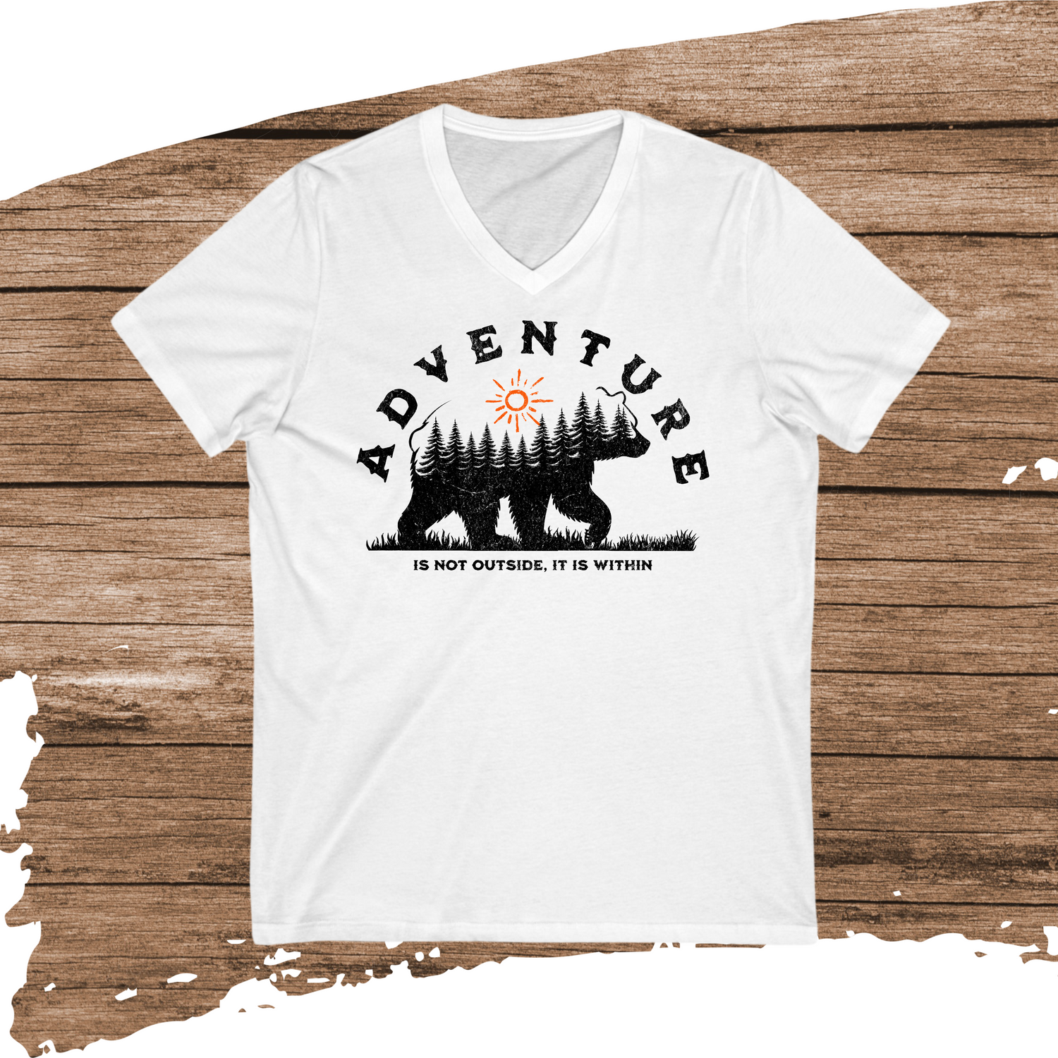 Adventure is Within Jersey Short Sleeve V-Neck Tee