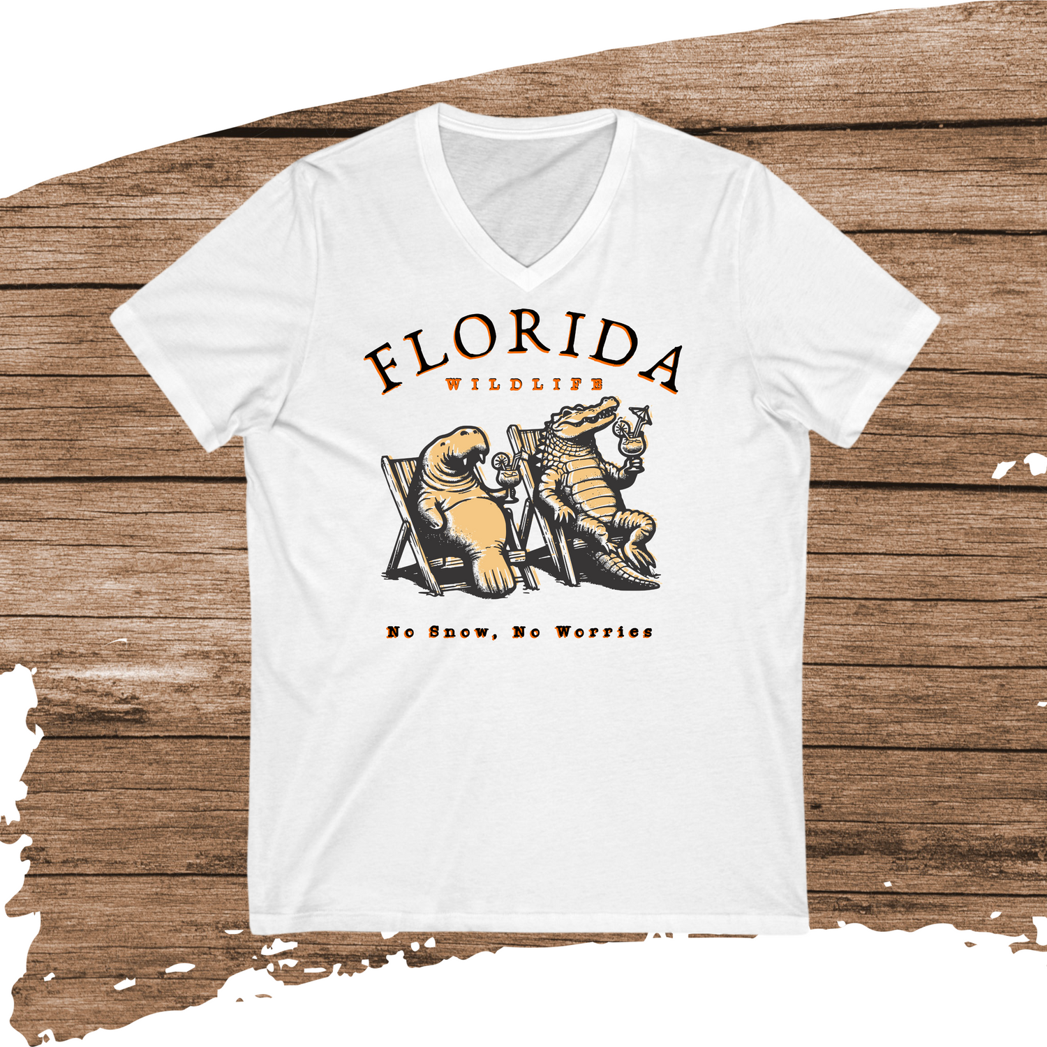 Florida No Snow No Worries Jersey Short Sleeve V-Neck Tee