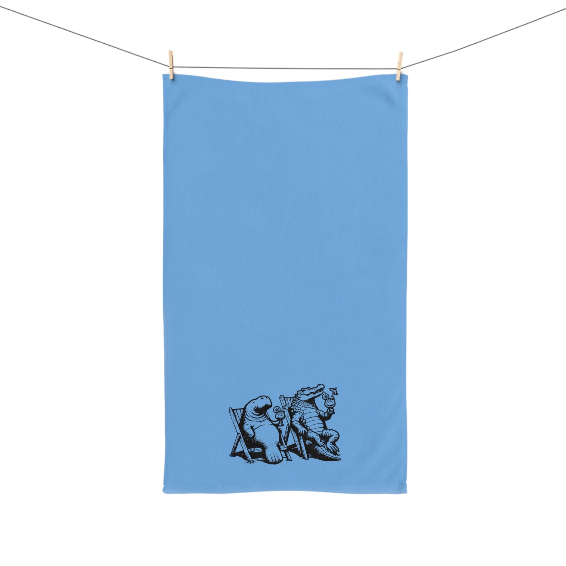 Alligator and Manatee on the Beach Decorative Hand Towel