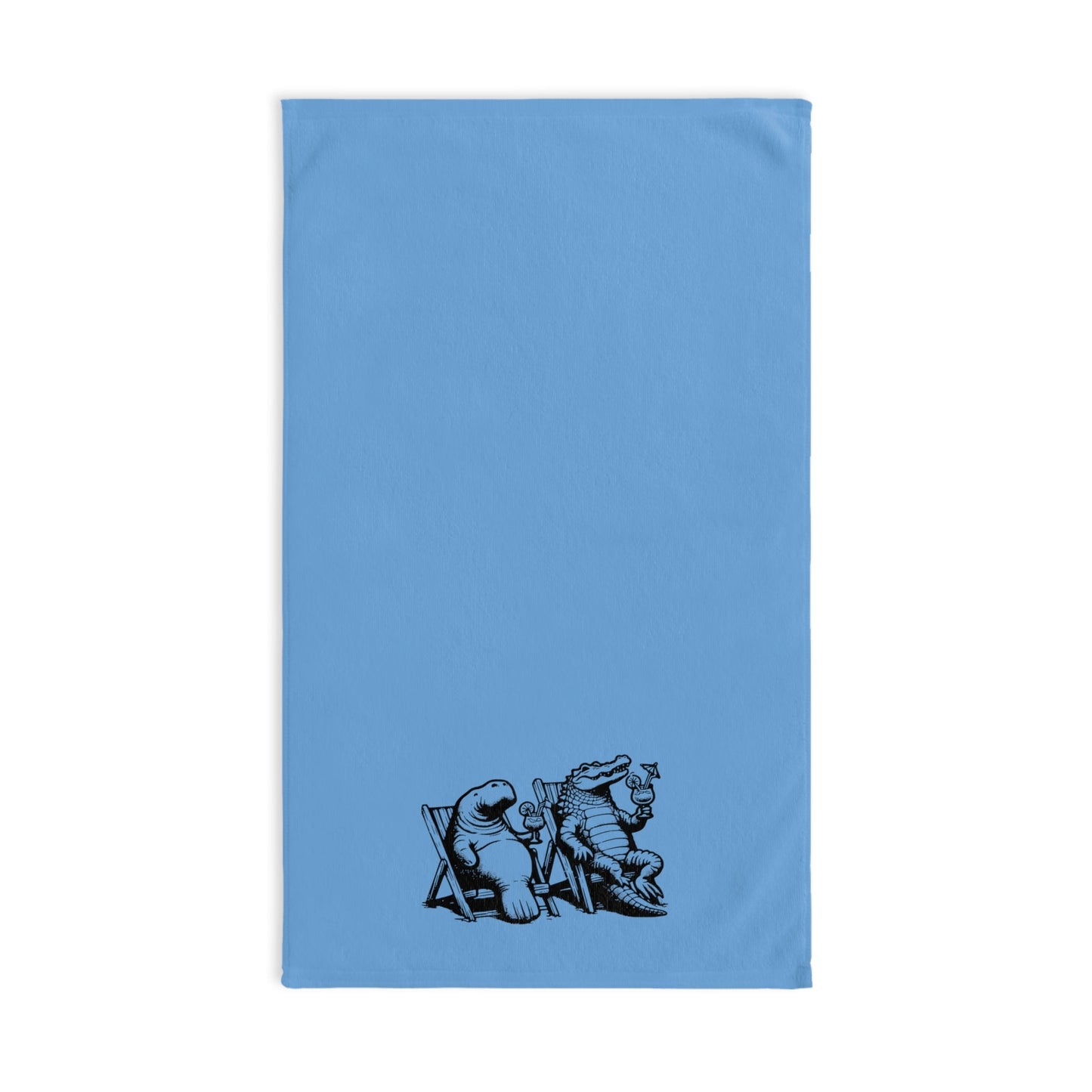 Alligator and Manatee on the Beach Decorative Hand Towel