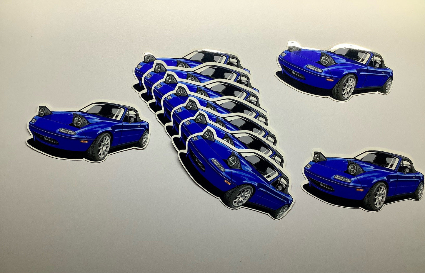 Blue Miata Laminated Vinyl Stickers