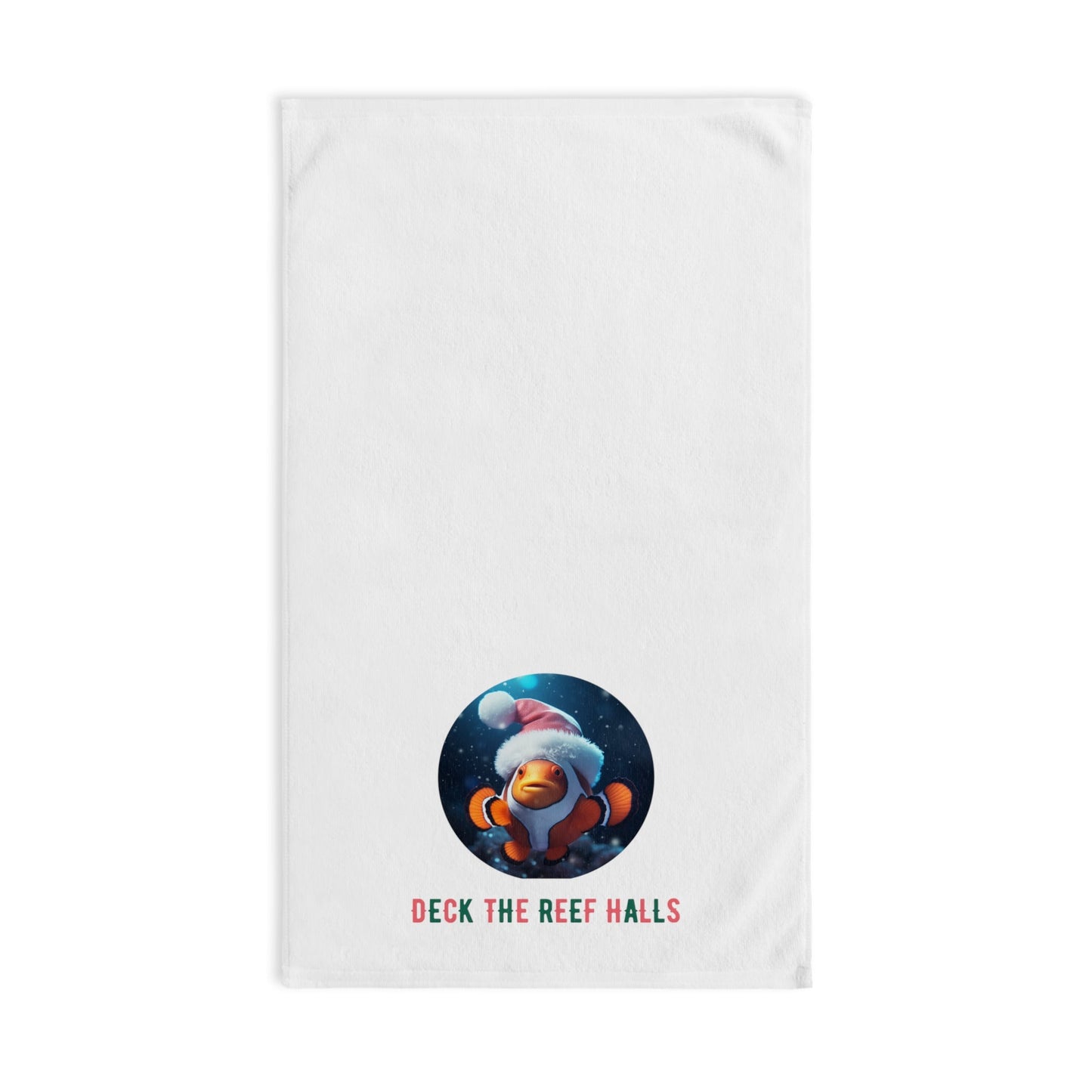 Deck the Reef Halls Aquarium Clownfish Decorative Hand Towel