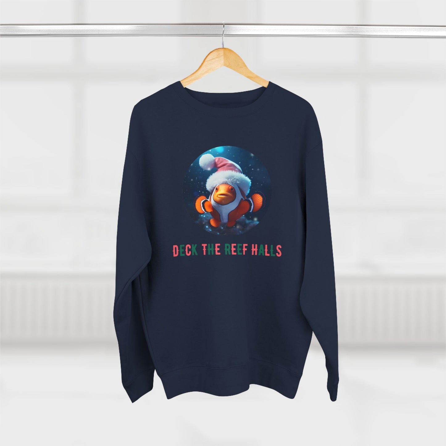 Deck the Reef Halls Aquarium Clownfish Premium Crewneck Sweatshirt