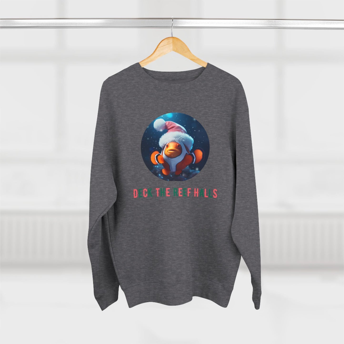 Deck the Reef Halls Aquarium Clownfish Premium Crewneck Sweatshirt