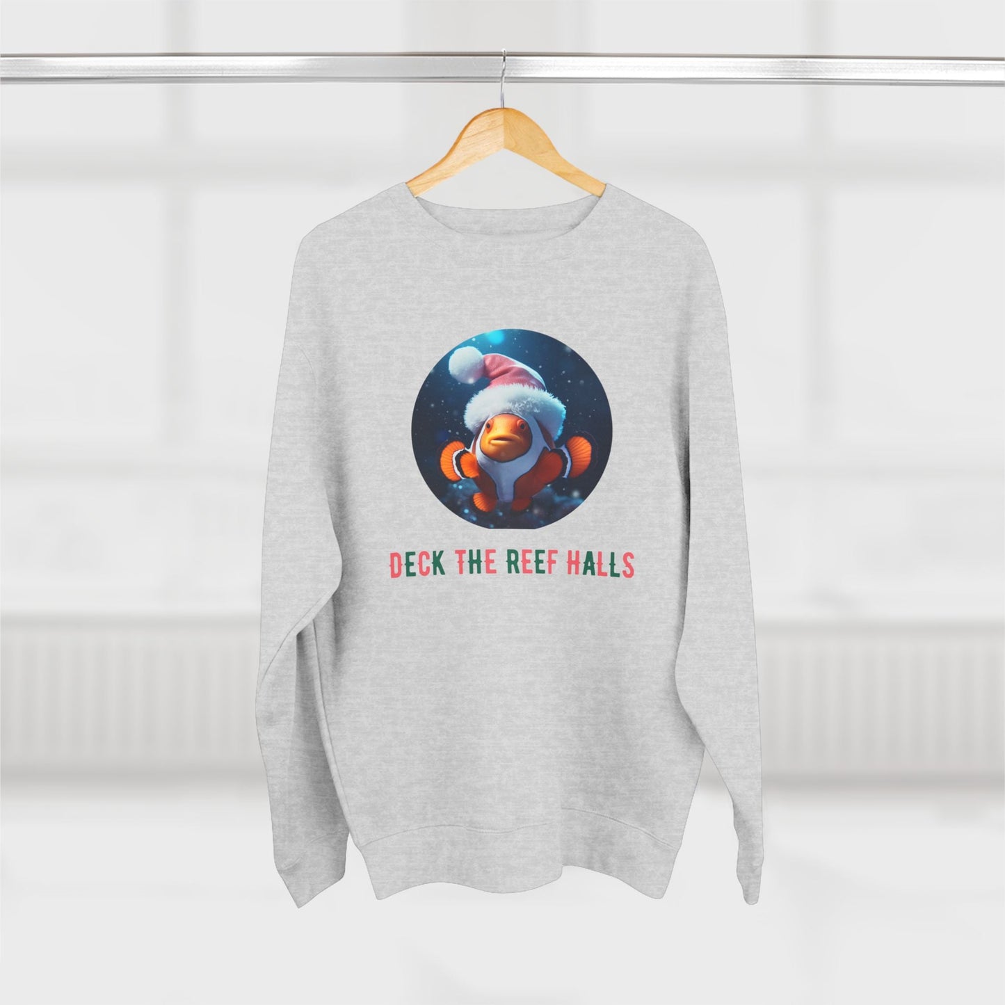 Deck the Reef Halls Aquarium Clownfish Premium Crewneck Sweatshirt