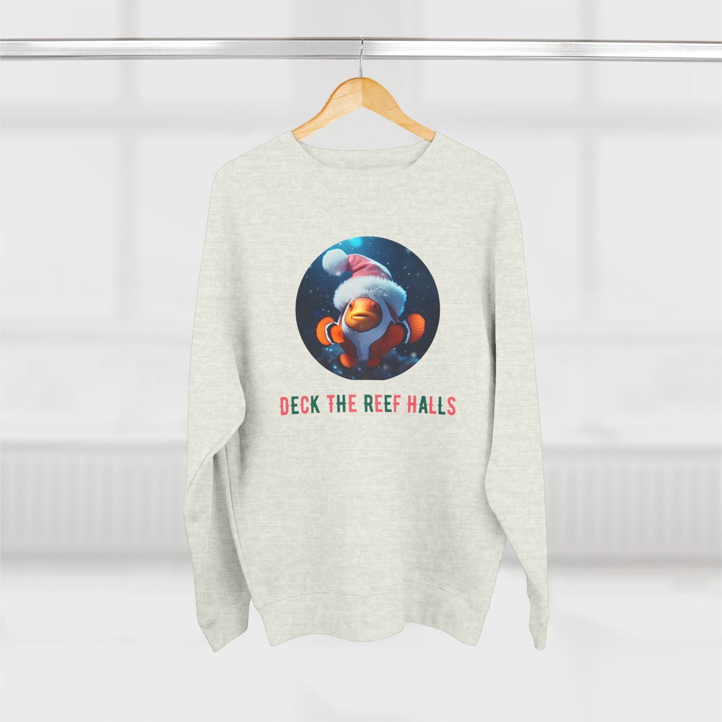 Deck the Reef Halls Aquarium Clownfish Premium Crewneck Sweatshirt