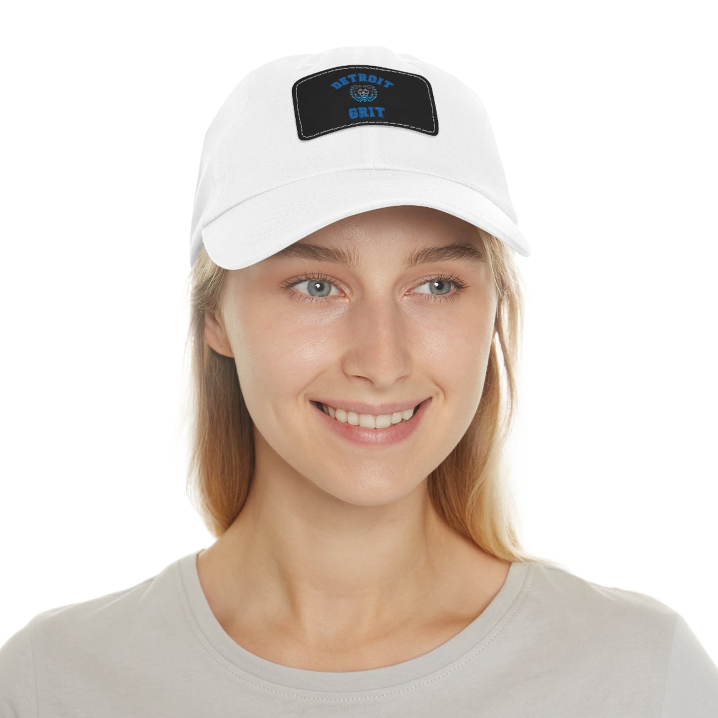 Detroit Lions Grit Dad Hat with Leather Patch