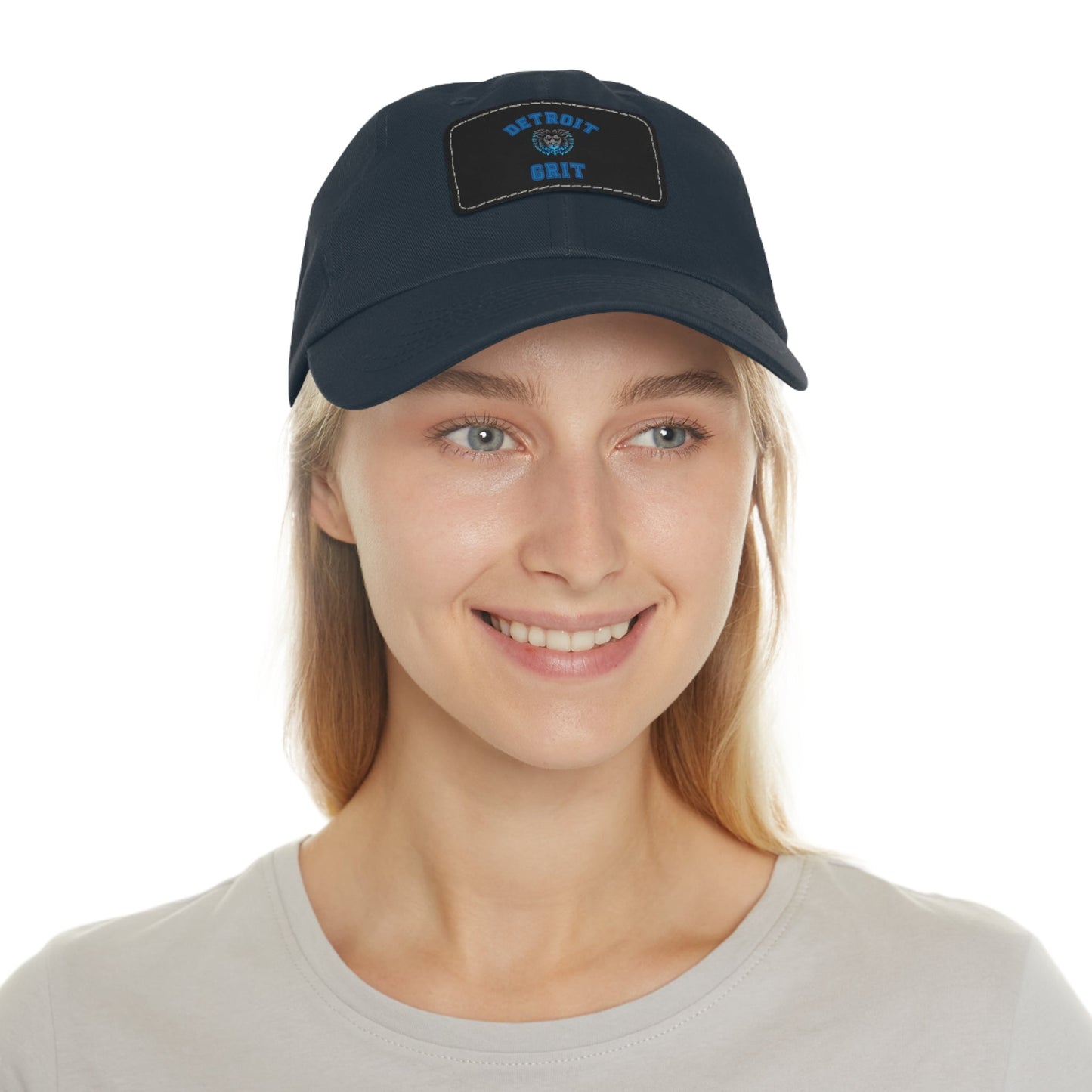 Detroit Lions Grit Dad Hat with Leather Patch