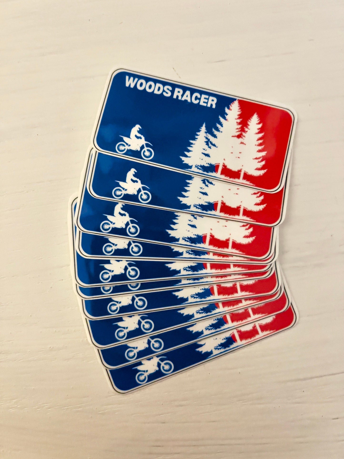 Dirt Bike Offroad Woods Racer Laminated Vinyl Stickers