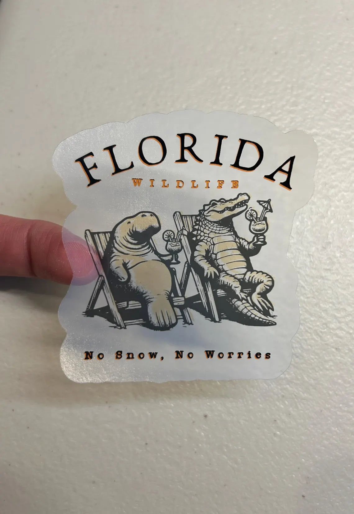 Florida No Snow No Worries Translucent Vinyl Stickers