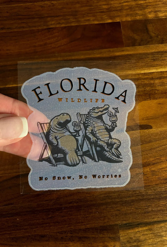 Florida No Snow No Worries Translucent Vinyl Stickers