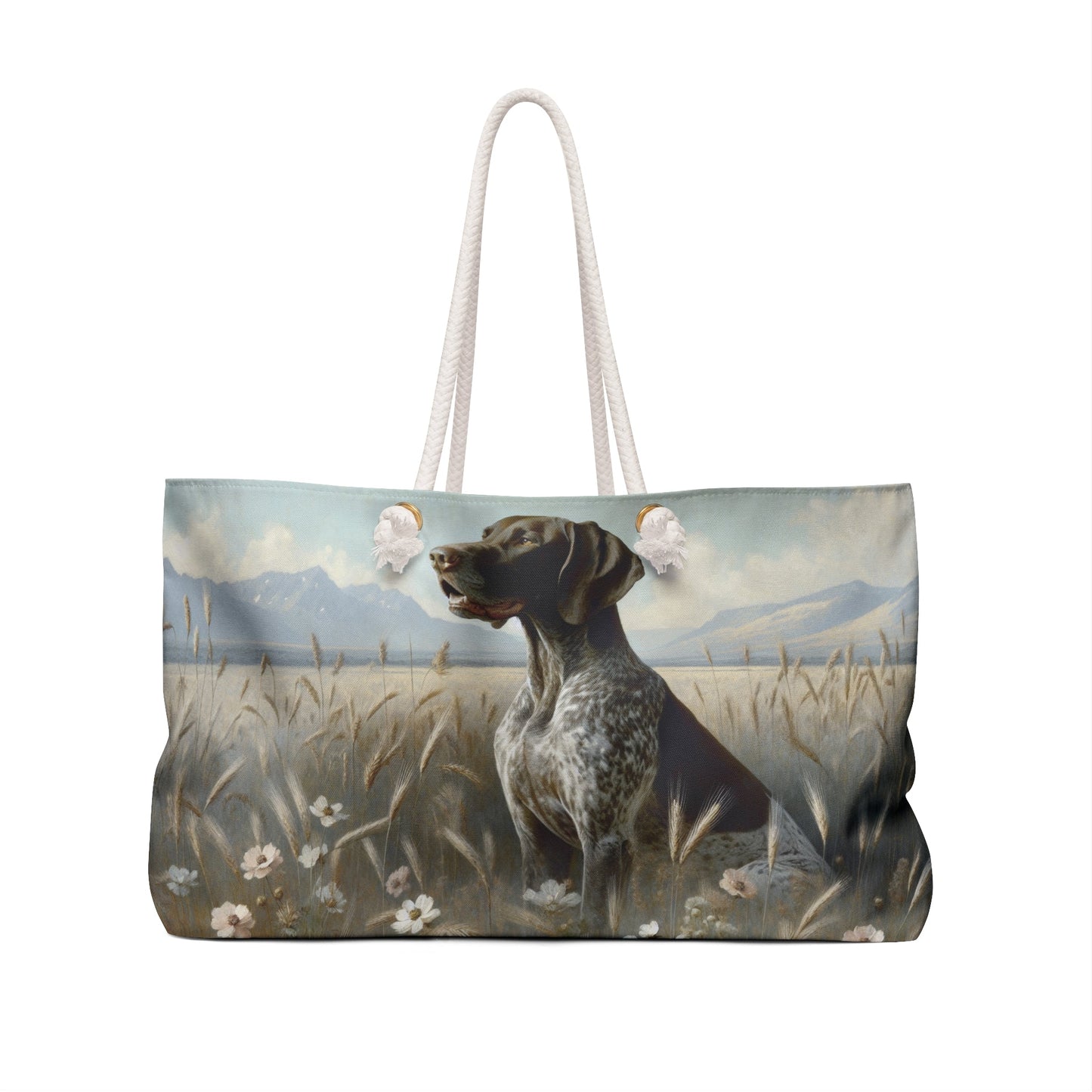 German Shorthaired Pointer GSP Dog Field of Flowers Weekender Bag