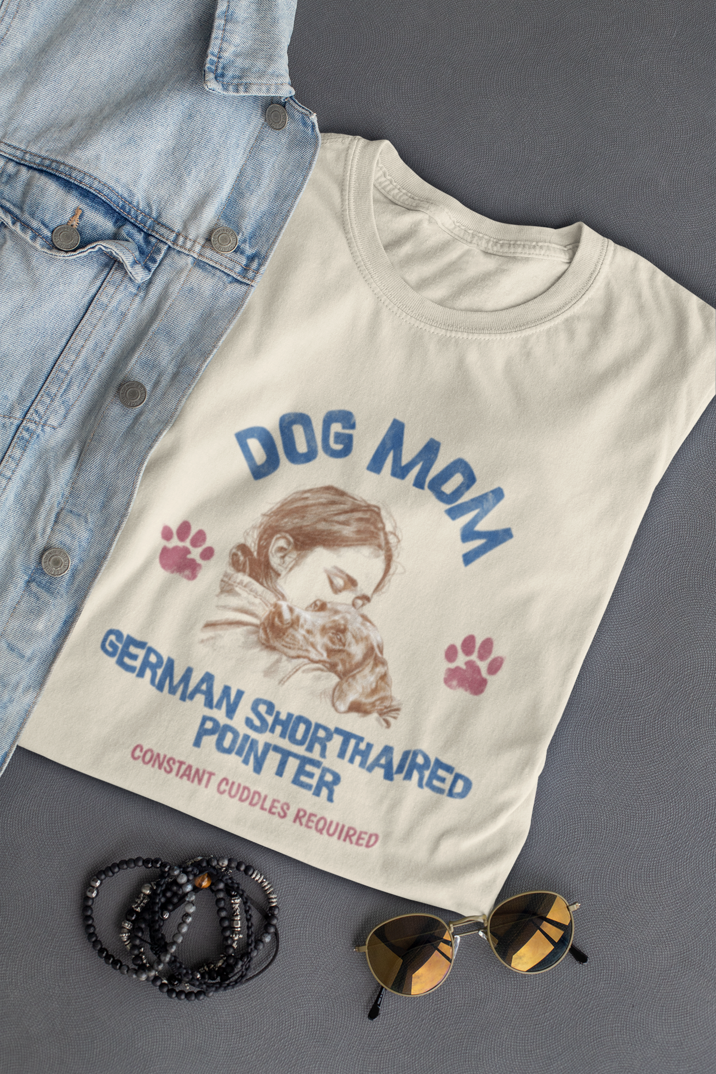 German Shorthaired Pointer GSP Dog Mom v1 Jersey Short Sleeve Tee