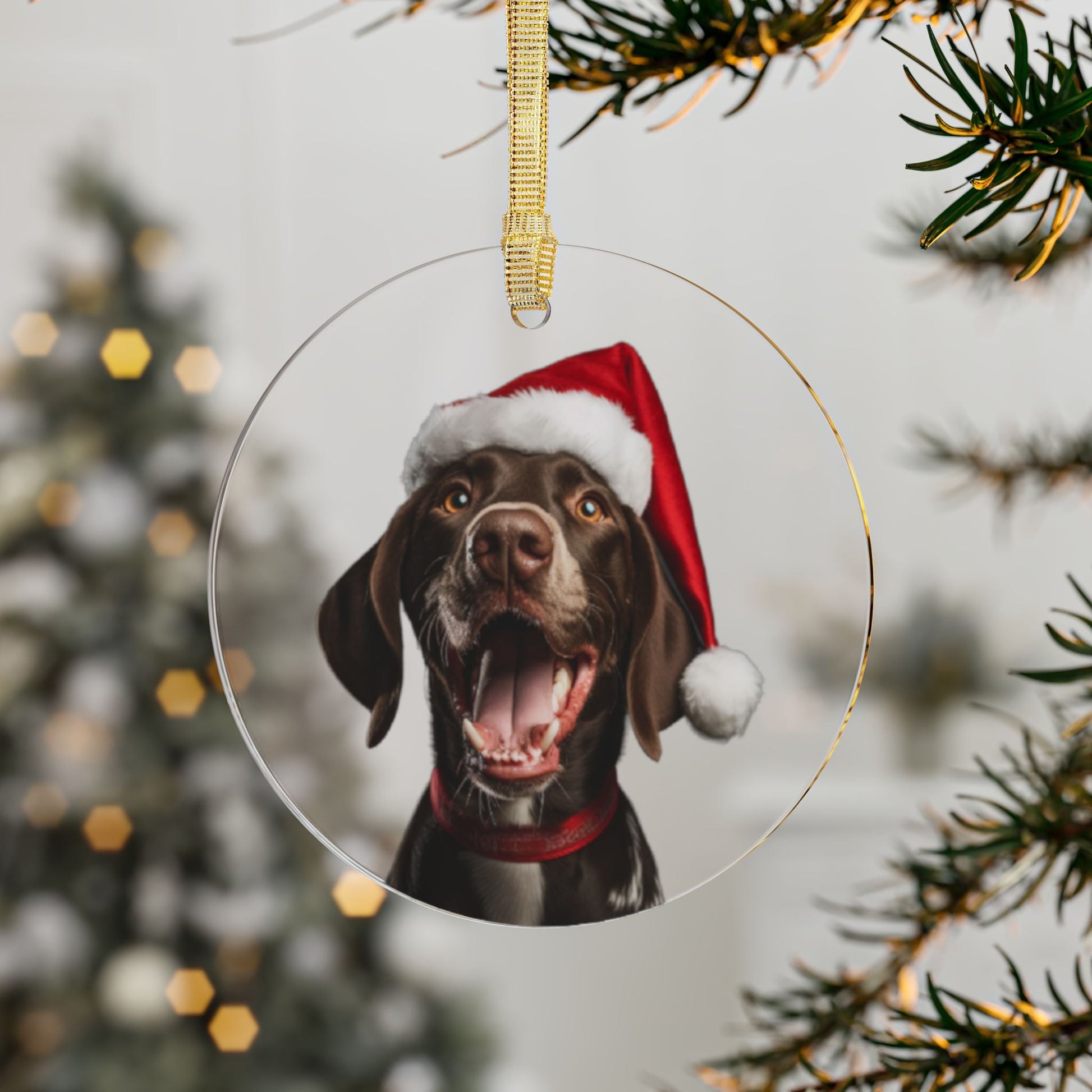 German Shorthaired Pointer GSP Santa Dog Acrylic Ornaments