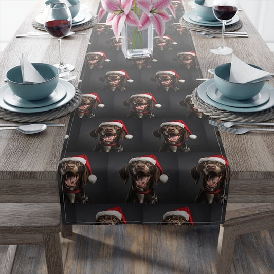 German Shorthaired Pointer GSP Santa Dog Table Runner