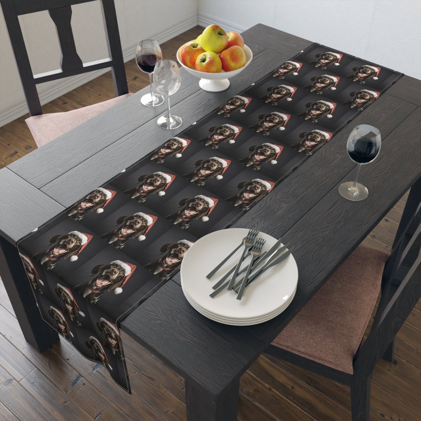 German Shorthaired Pointer GSP Santa Dog Table Runner