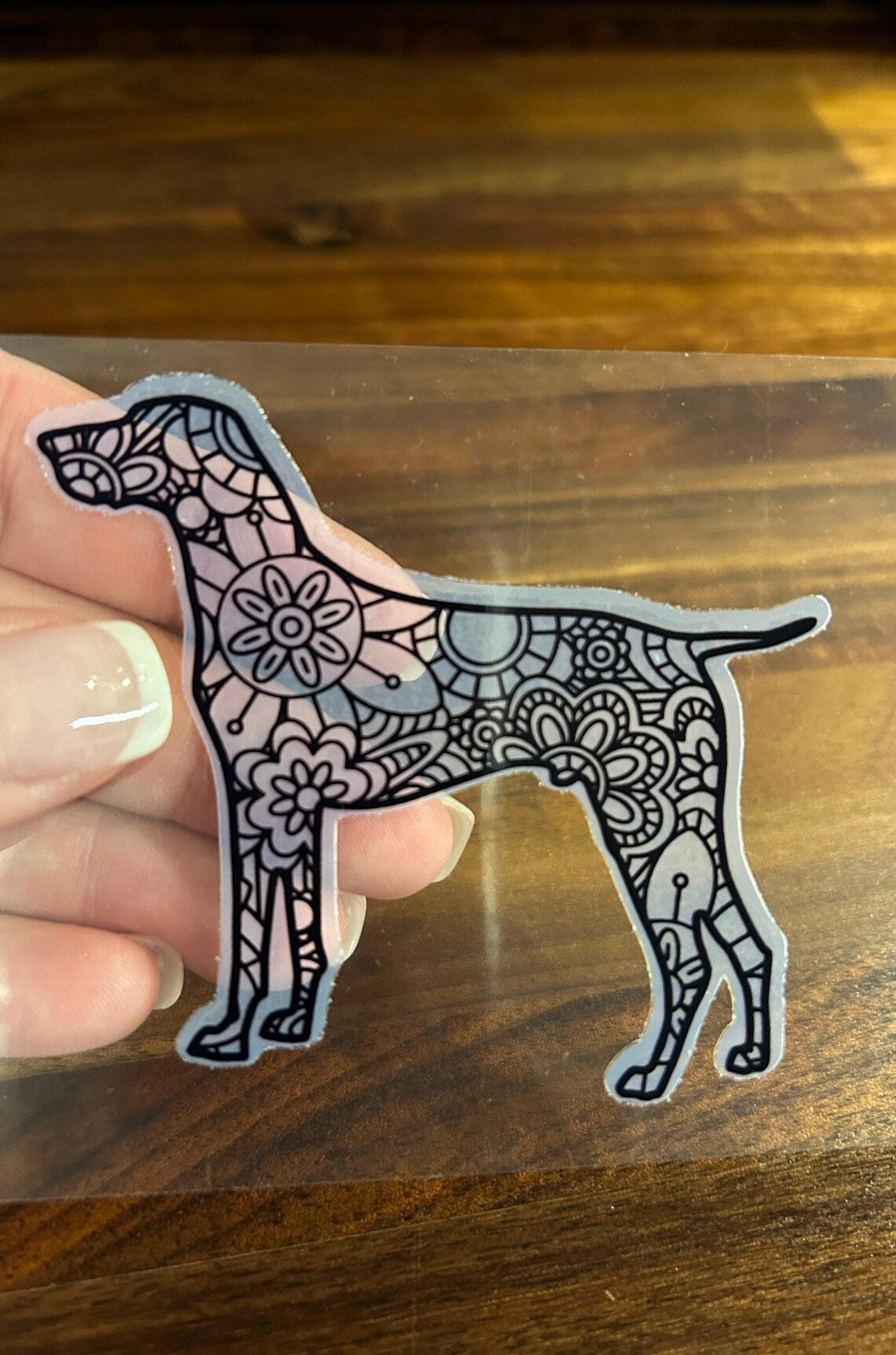 Henna Style German Shorthaired Pointer GSP Dog Translucent Vinyl Stickers