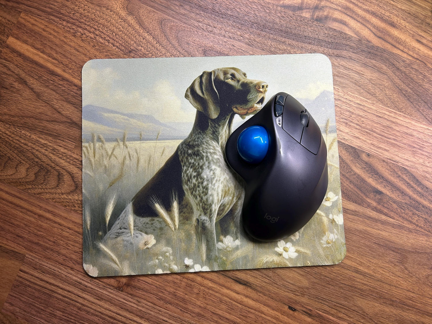 German Shorthaired Pointer GSP Dog Field of Flowers Mouse Pad