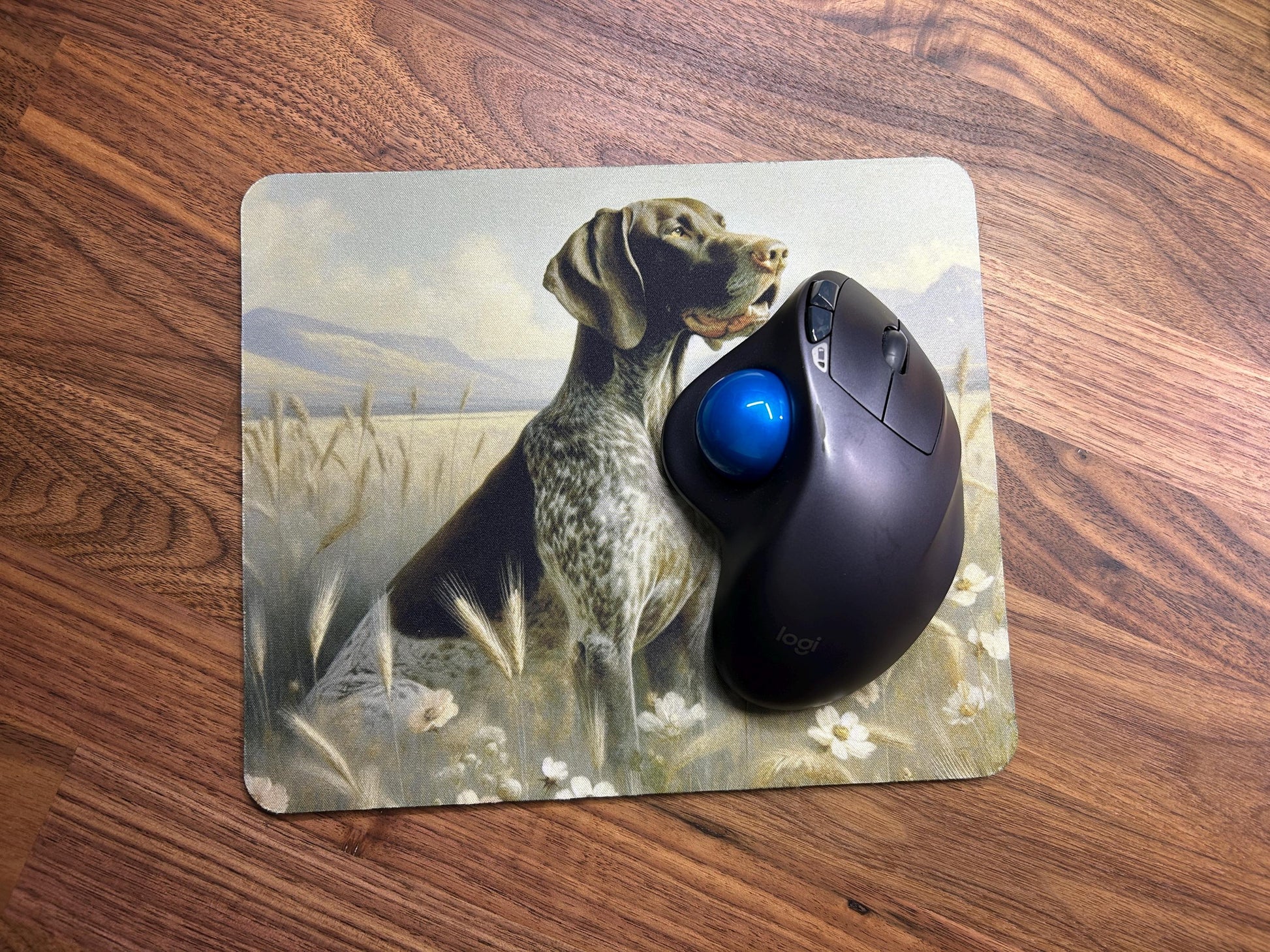 German Shorthaired Pointer GSP Dog Field of Flowers Mouse Pad