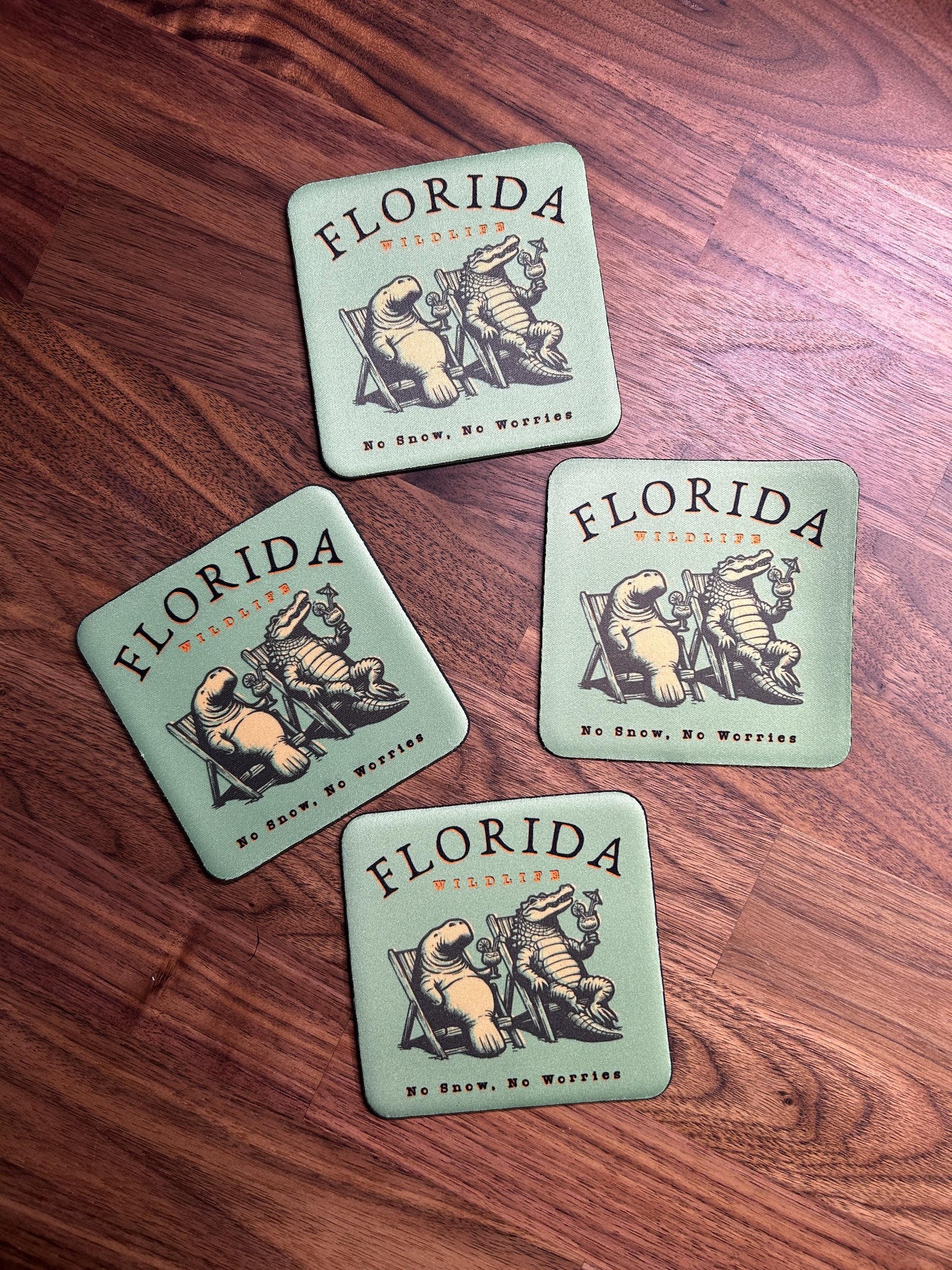 Florida No Snow No Worries Neoprene Coasters