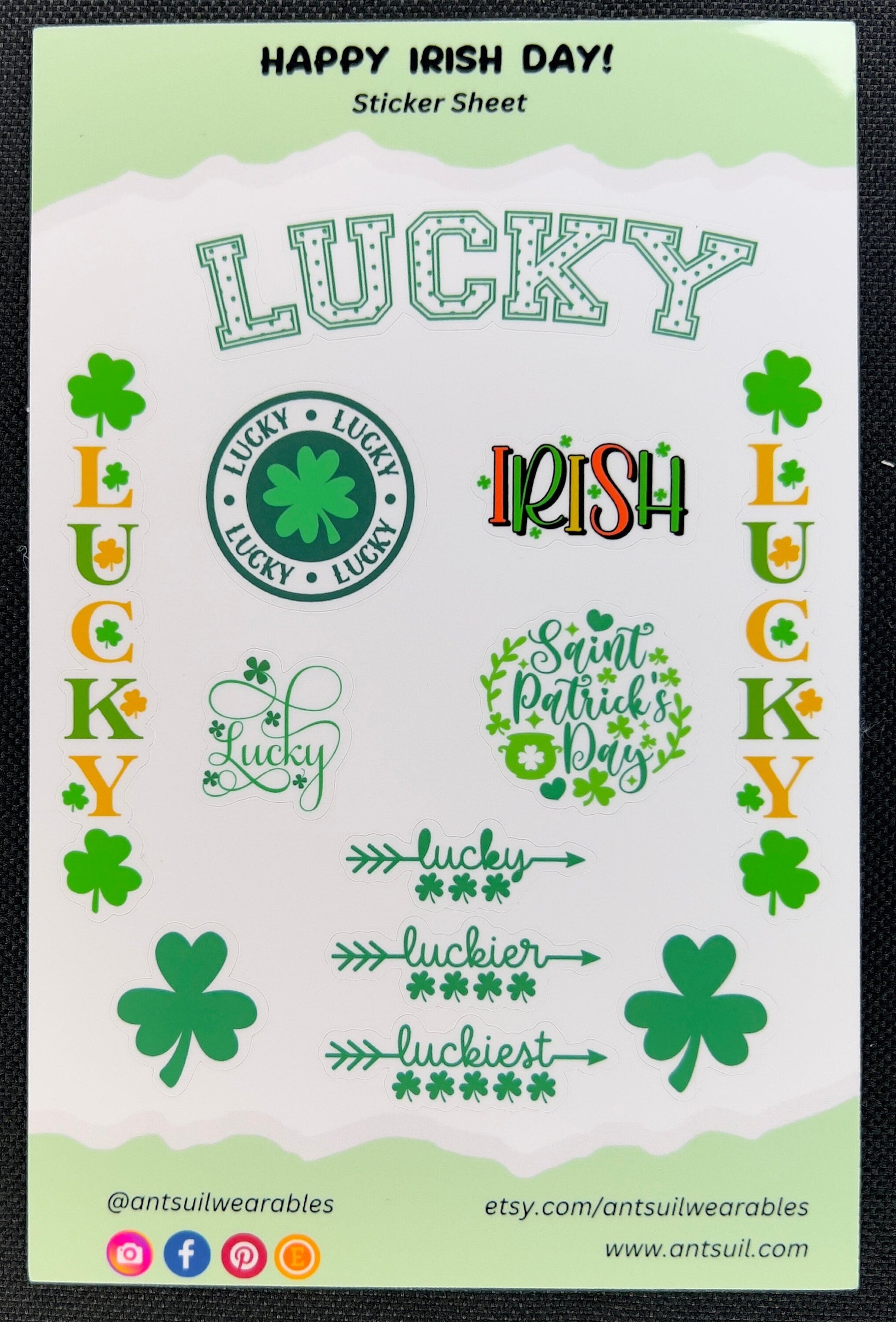 Irish St Patricks Day Laminated Vinyl Sticker Sheet