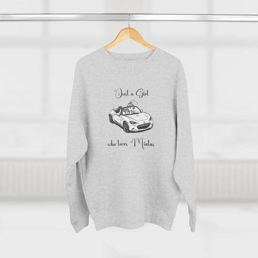 Just a Girl Who Loves Miatas Premium Crewneck Sweatshirt