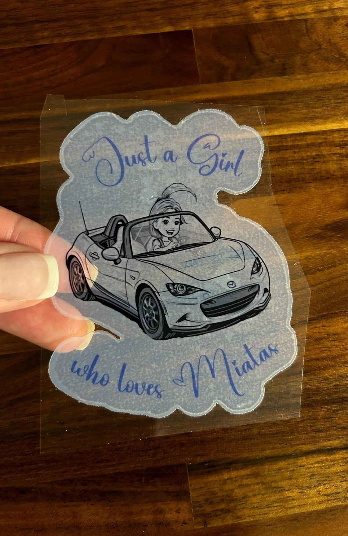 Just a Girl Who Loves Miatas Translucent Vinyl Sticker