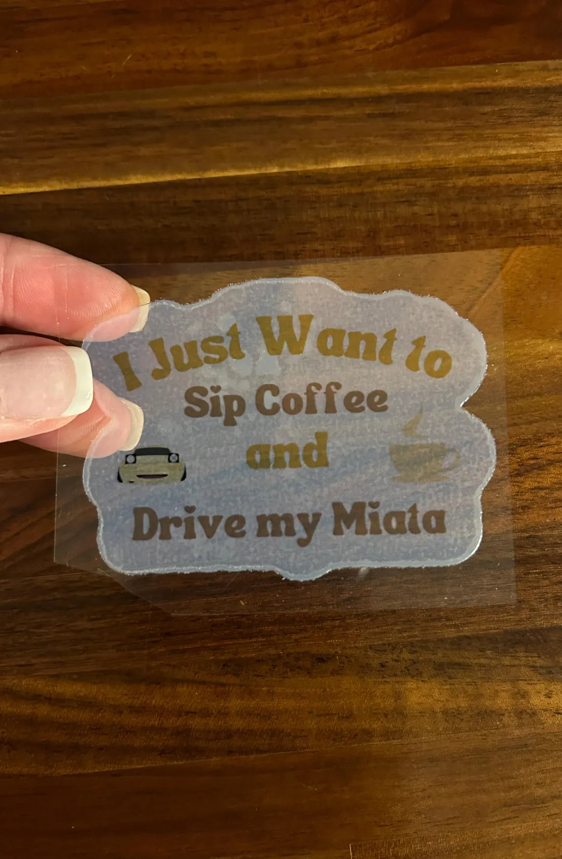 Miatas and Coffee Translucent Vinyl Stickers