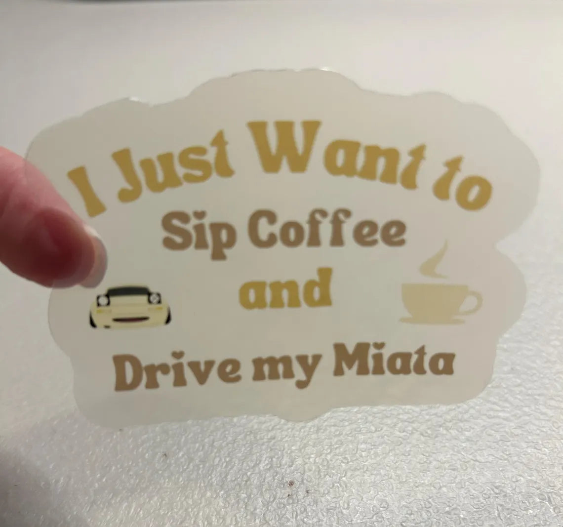 Miatas and Coffee Translucent Vinyl Stickers