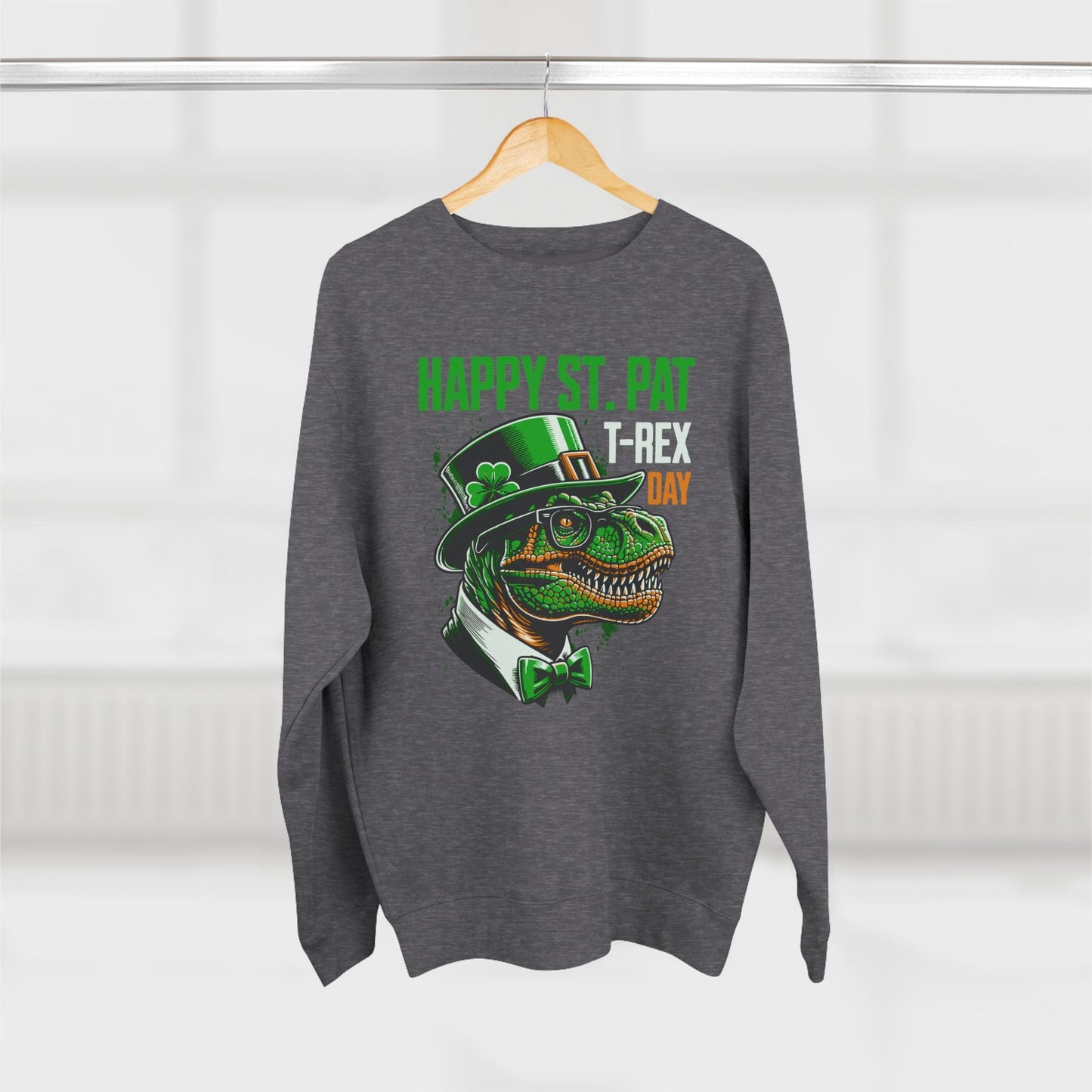 St. Patrick's Day T-Rex Dinosaur Premium Crewneck Sweatshirt