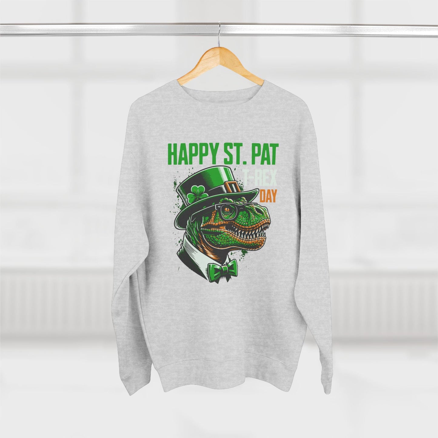 St. Patrick's Day T-Rex Dinosaur Premium Crewneck Sweatshirt