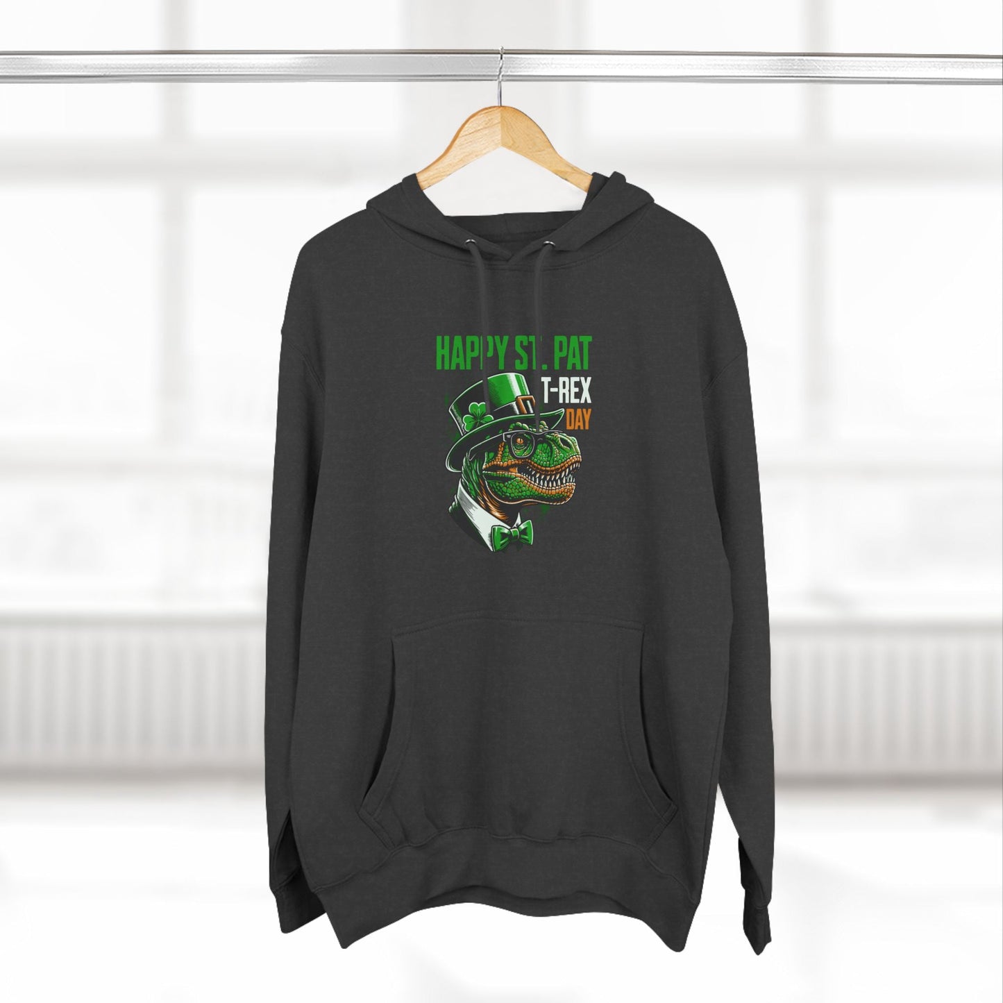 St. Patrick's Day T-Rex Dinosaur Premium Fleece Hoodie