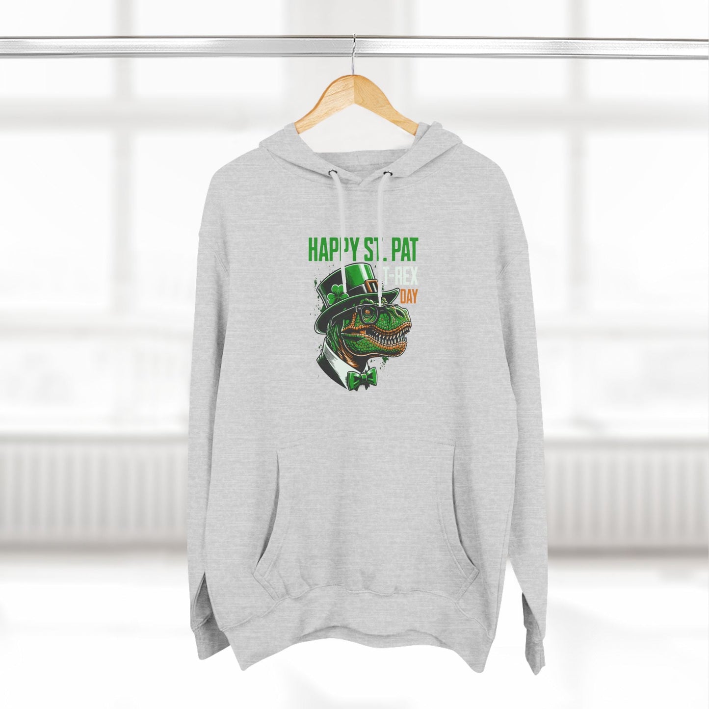 St. Patrick's Day T-Rex Dinosaur Premium Fleece Hoodie