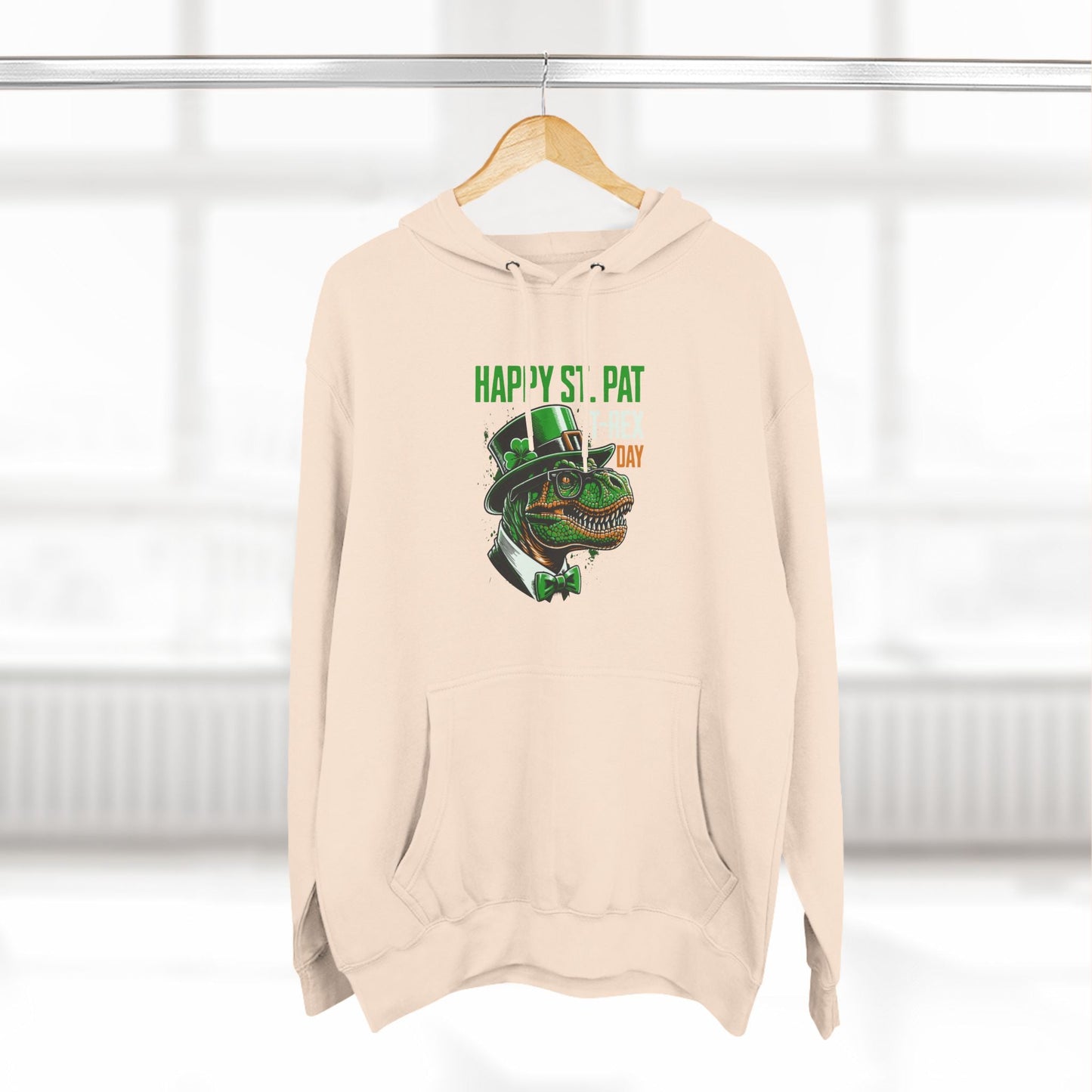 St. Patrick's Day T-Rex Dinosaur Premium Fleece Hoodie