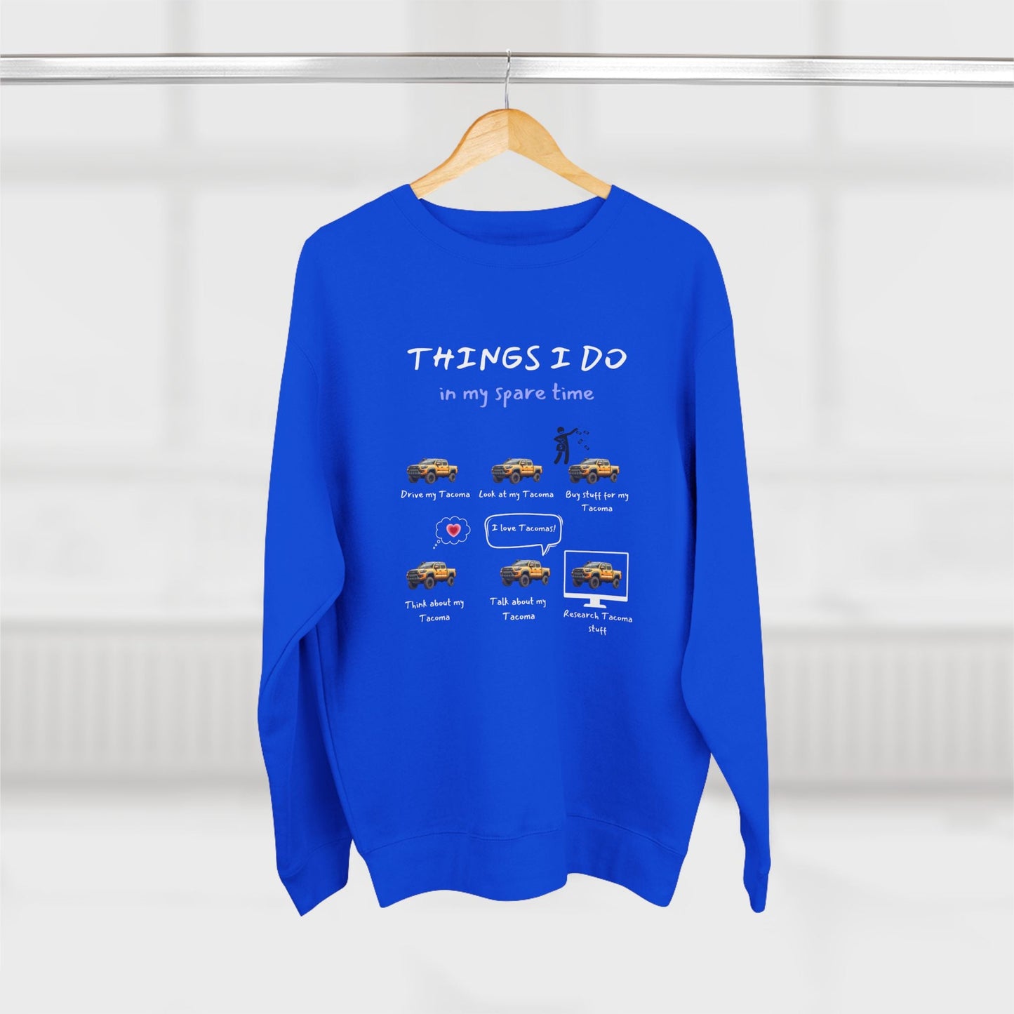 Tacoma Trucks in my Spare Time (Orange Tacoma) Premium Crewneck Sweatshirt