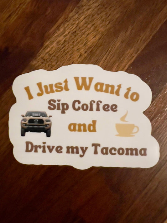 Tacomas and Coffee Laminated Vinyl Stickers