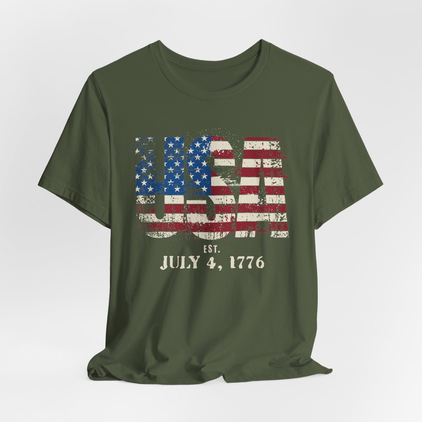 USA Flag July 4 Jersey Short Sleeve Tee