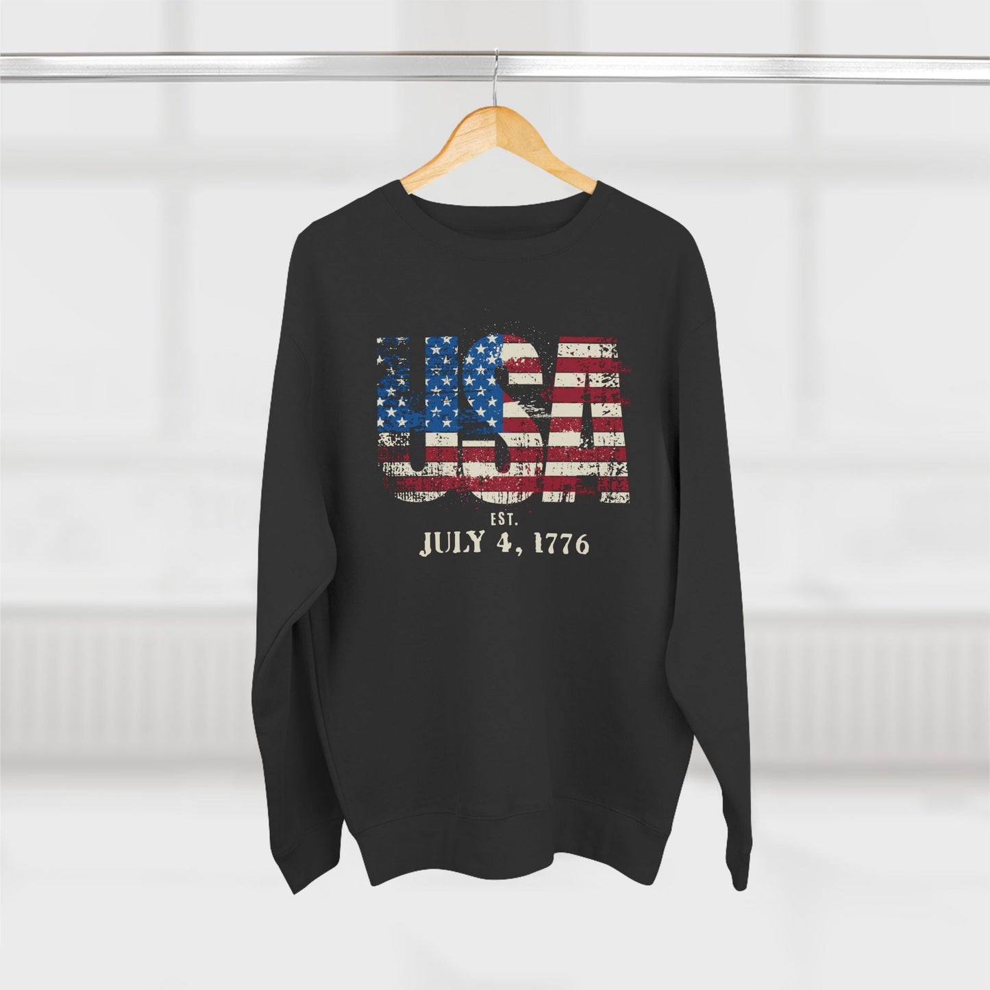 USA Flag July 4 Premium Crewneck Sweatshirt