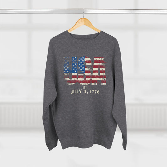 USA Flag July 4 Premium Crewneck Sweatshirt