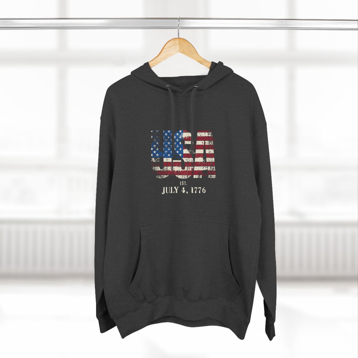 USA Flag July 4 Premium Fleece Hoodie